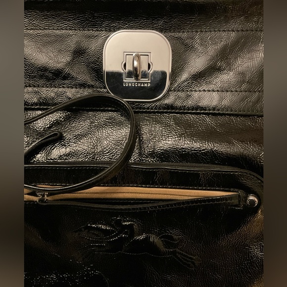 LONGCHAMP “Gatsby” Black Patent Leather Satchel - Picture 6 of 7